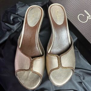 Cole Haan slip on pewter with bronze trim NWT